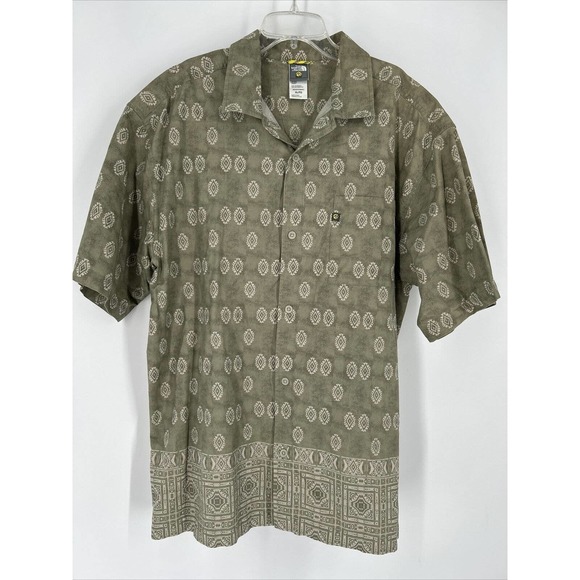 The North Face Shirt Men's XL A5 Series Button Up Tribal Graphic‎ Green - Picture 1 of 8
